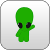 App icon with cute green alien waving